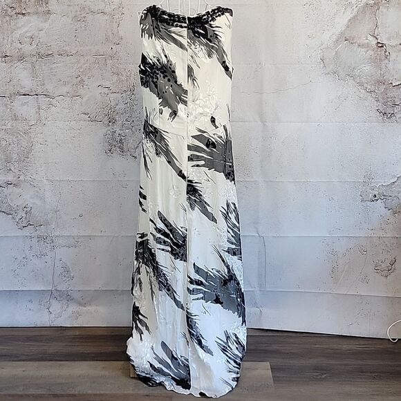 Cachwy Black and White Sleeveless Evening Gown Maxi Length Womens Size 12 - Picture 9 of 14